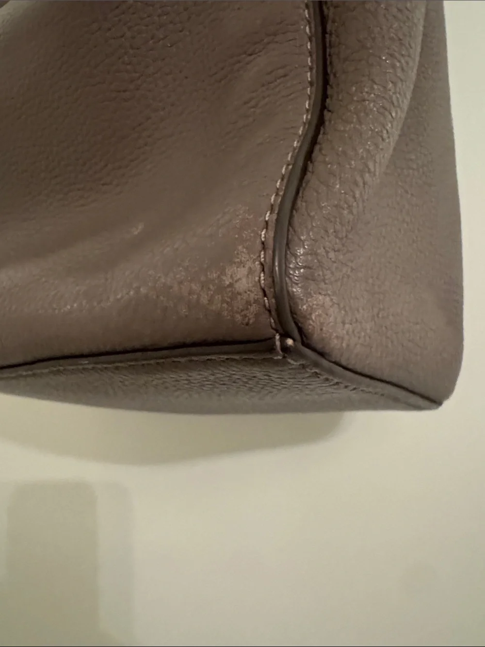 Authentic Tory Burch McGraw Silver Maple Taupe Pebbled Leather Shoulder Bag